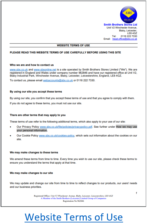 Smith Brothers Terms and Conditions of Sale